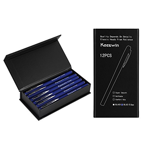 Keeswin Ballpoint Pen, Pack Of 12 Medium Ball Roller Gel Ink Pens, Refillable, for Office & School Gift Pens Set - Black Gel Pen (0.5blue) - Thumbnail 4