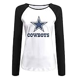 Creamfly Womens Dallas Blue Star Long Sleeve Raglan Baseball Tshirt L