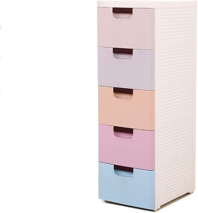 5 Storage Drawer Rolling Cart Organizer Plastic Unit on Wheels Narrow Container Cabinet for Home,Bedroom,Bathroom,Kitchen,Kid's Room (Color : A)