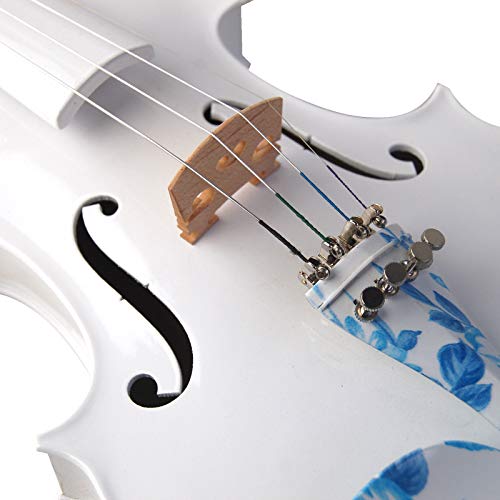 Kinglos 4/4 White Ebony Fitted Solid Wood Violin Kit with Case, Shoulder Rest, Bow, Rosin, Extra Bridge and Strings Full Size (JY005) - Thumbnail 6