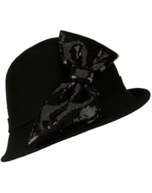 Cloche with Big Sequin Bow - Black W24S32F