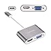 wesimi USB C to HDMI VGA Adapter ，USB 3.1 Type C (USB C) To VGA HDMI UHD Converter Adapter With Aluminium Case For Macbook/Chromebook Pixel, Plug And Play