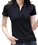 FACE N FACE Women's Cotton V Neck Polo Short Sleeve Casual Tops Tshirt