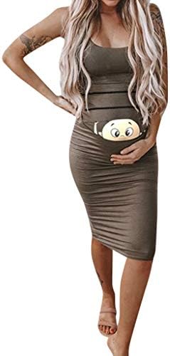 Zerototens Pregnancy Announcement T Shirt Dress,Maternity Clothing for Women Mom Pregnant Sleeveless Baby Peeking Funny Maternity Dress Seamless Bodycon Vest Sundress