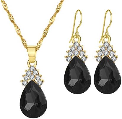 IFFURMON Women Fashion Wedding Gold Plated Water Drop 888 Imitation Crystal Bridal Jewelry Sets