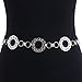 Monrocco Women's Metal Chain Belt Rhinestone Crystal Chain Belt Circle O Ring Waist Chain Belt for Women Dress - Silver