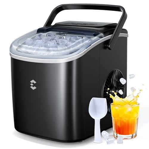 EASYERA Eiswürfelmaschine Klein, Tragbar und Kompakt, 12 KG/24H, Eiswürfel in 6 Minuten, 2 Eiswürfelgrößen, Selbstreinigende Ice Maker, Ideal für Küch