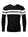 KAIUSI Men's Crew Neck Long Sleeve Contrast Color Casual Slim T-Shirt Top Medium Black