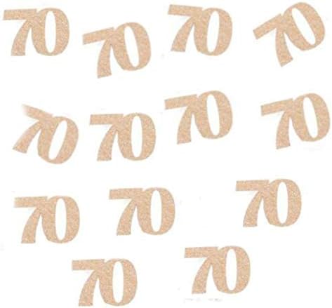 Glitter Rose Gold 70th Birthday Party Number"70" Paper Cut Outs/Paper Confetti/Table Scatter, 100pcs