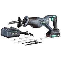 Amazon Brand - Denali by SKIL 20V Cordless Reciprocating Saw Kit with 2.0Ah Lithium Battery and 2.4A Charger, Blue