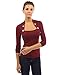PattyBoutik Women Bolero Button Long Sleeve Blouse (Burgundy Small)