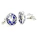 Zhenhui Silver Blue 2 PCS Mens Stainless Steel World Map Shirts Cufflinks (Blue1)
