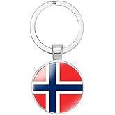 vmcoatdu Norway National Flag Key Chain Keyring Gift Men Women Keychain Stainless Steel and Inlaid Glass Materials