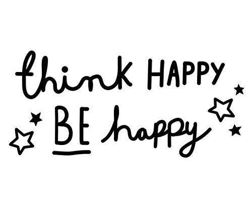 Think Happy Be Happy Wall Stickers Inspiring Wall Transfers with Stars for Girl Boy Nursery Room Decoration