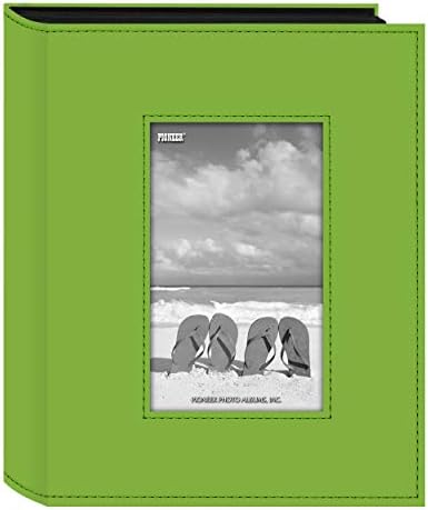 Pioneer Photo Albums Sewn Leatherette Frame Photo Album, Lime Green
