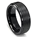 Tungsten Wedding Band Ring For Men & Women, Brushed Matte Black Engagement Ring Finish w/ Beveled Polished Edge - Durable and Comfortable 8mm Width Ring