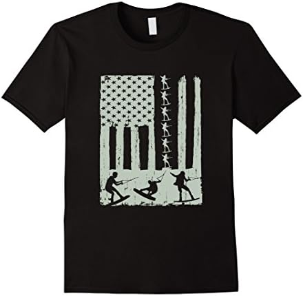 Mens Wake boarding T Shirt in the USA Flag Shirt Medium Black