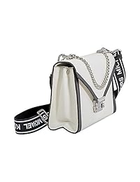 Michael Kors Whitney - Bolso bandolera de piel con diseño de pájaros, color blanco y negro