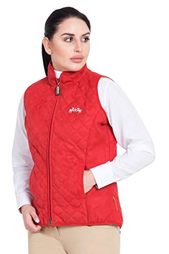 Equine Couture Women's Spinnaker Micro Suede Vest, Red, Small