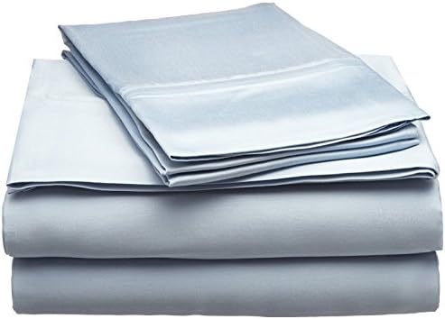 Superior Modal from Beechwood 300 Thread Bed Sheet Set, 1 Elastic Deep Pocket Fitted Sheet, 1 Flat Sheet, 2 Pillowcases, Soft Cool Sheets, Sateen Weave, Bedding Essentials, Queen, Light Blue