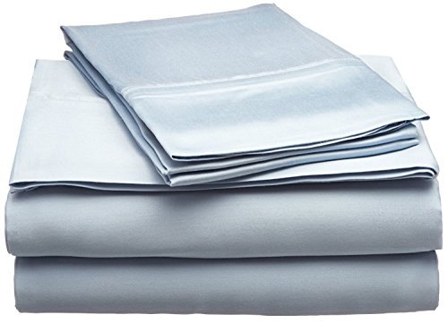 Superior Modal from Beechwood 300 Thread Bed Sheet Set, 1 Elastic Deep Pocket Fitted Sheet, 1 Flat Sheet, 2 Pillowcases, Soft Cool Sheets, Sateen Weave, Bedding Essentials, Queen, Light Blue