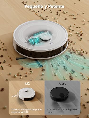 Aspirador robô M2 e esfregão com mapeamento 3 em 1, sucção potente de 6000 Pa, navegação dtoF mapeamento inteligente, limpeza personalizada, 140 min de autonomia, WiFi/App/Alexa/i Watch, 2.4G e 5G