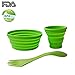 Ecoart Silicone Collapsible Bowl Cup Set with Spork for Outdoor Camping Hiking Travel - Set of 3