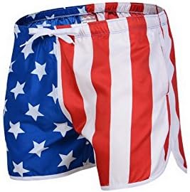 XiShuangJi American Flag Men's Beach Shorts Summer Casual Swim Trunks