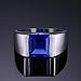 JewelryPalace Men's Square 3.3ct Created Blue Sapphire Engagement Ring Solid 925 Sterling Sliver Size 12