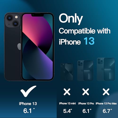 JETech 3 in 1 Magnetic Cover for iPhone 13 6.1 Inches with 2 Pack Tempered Glass Screen Protector, MagSafe Compatible, Translucent Matte Retro Case (Black)