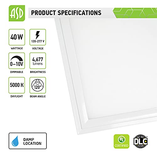 ASD 2x4 LED Drop Ceiling Light Fixture 40W (100W Repl) 5000K (Daylight
