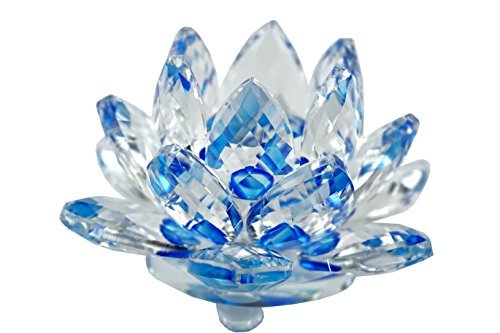 Mstechcorp 3-Inch Sapphire Crystal Feng Shui Lotus Flower, Crystal Blue