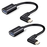 KiWiBiRD 90 Degree USB 3.1 Type C to USB 3.0 A Female Cable Adapter for New MacBook Pro 13/15, Galaxy Note 8/S8/ S8+/S9/S9+ Tab S3, Google Pixel XL, More Type-C Ready Devices [2 Pack]