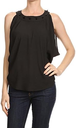 JOYCE Metallica Sleeveless Top (Large, Black)