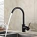 OWOFAN Modern Single Handle Kitchen Bar/Prep Sink Faucet Hot and Cold Water, Brass Black WF-7114R