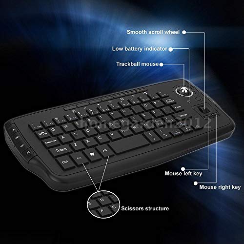 FidgetFidget E30 2.4GHz Wireless Keyboard with Trackball Mouse Scroll Wheel Remote B5I7