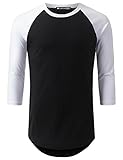 URBANCREWS Mens Hipster Hip Hop 3/4 Sleeve Raglan Baseball T-shirt BLKWHT, M