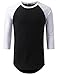 URBANCREWS Mens Hipster Hip Hop 3/4 Sleeve Raglan Baseball T-shirt BLKWHT, M