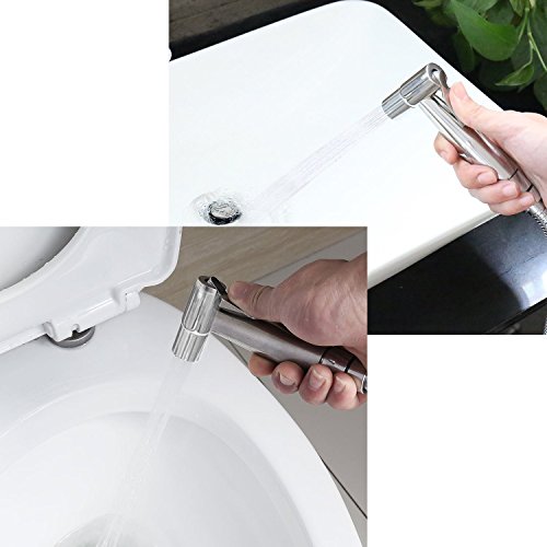 Baitaihem Stainless Toilet Bidet Sprayer Steel Handheld Shower Sprayer for Bathroom Self Cleaning (Set A)