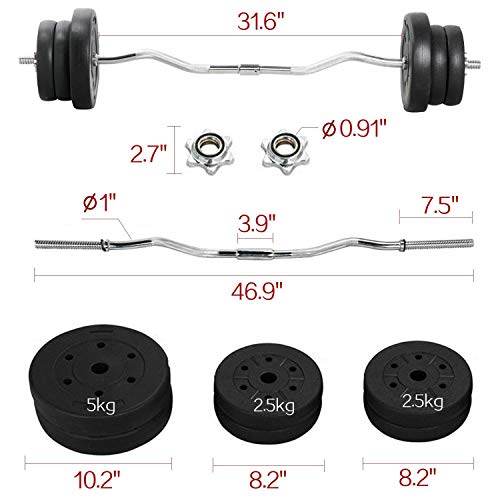 Yaheetech 55lb Olympic Barbell Dumbbell Weight Set Gym Lifting Exercise