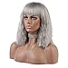 eNilecor Short Fluffy Bob Kinky Straight Hair Wigs with Bangs Synthetic Heat Resistant Women Fashion Hairstyles Custom Cosplay Party Wigs + Wig Cap (Grey)