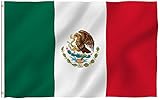 Anley Fly Breeze 3x5 Foot Mexico Flag - Vivid Color and UV Fade Resistant - Canvas Header and Double Stitched - Mexican MX National Flags Polyester with Brass Grommets 3 X 5 Ft