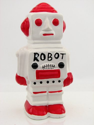 Rocket Retro-Robot Savings Bank Figural Robot Red