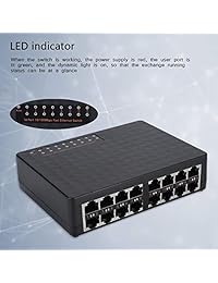 Conmutador de red Ethernet RJ45 con 16 puertos, 10 100Mbps, con adaptador de red, color blanco, Negro