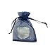 SUNGULF 100Pcs Sheer Organza Drawstring Pouches Wedding Gift Bags 3x4 Inches (Navy Blue)