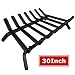 Black Wrought Iron Fireplace Log Grate 30 inch Wide Heavy Duty Solid Steel Indoor Chimney Hearth 3/4" Bar Fire Grates for Outdoor Fire Place Kindling Tools Pit Wood Stove Firewood Burning Rack Holder primary