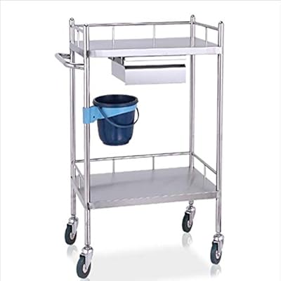 2 Layer Stainless Steel Cart Laboratory Equipment Cart With Drawer