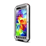 Love Mei Shockproof Waterproof Dust/Dirt/Snow Proof Aluminum Metal Gorilla Glass Military Heavy Duty Protection Case Cover for Samsung Galaxy S5 S V I9600 Silver