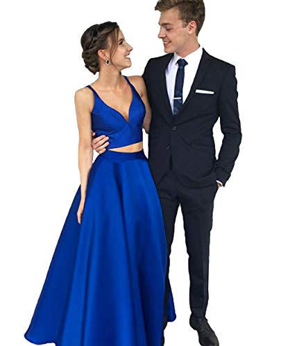 Two Piece Prom Dress Long 2021 V Neck Satin Formal | Desertcart Belize