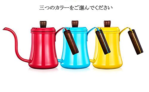 Diguo Classic Pour Over Kettle Coffee Hand Drip Kettle Coffee Pot Tea Pot with Wooden Handle (0.7 Liter), Gooseneck (Blue)